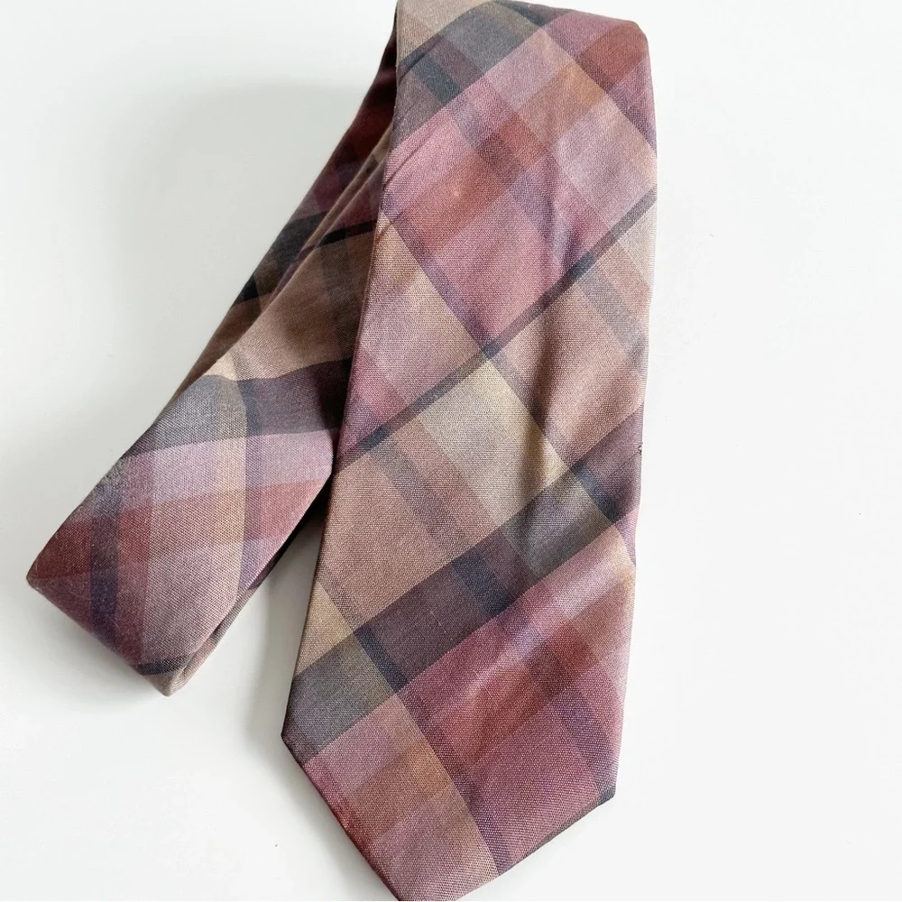 YSL Yves Saint Laurent Men’s vintage tie plaid silk